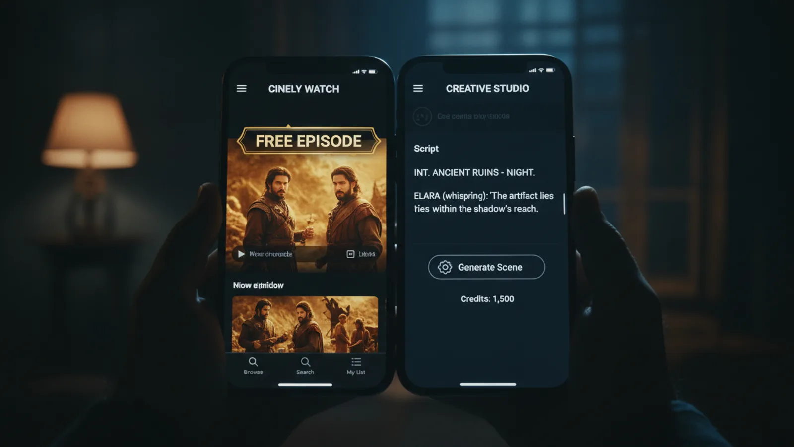 Cinely free viewing and creation interface