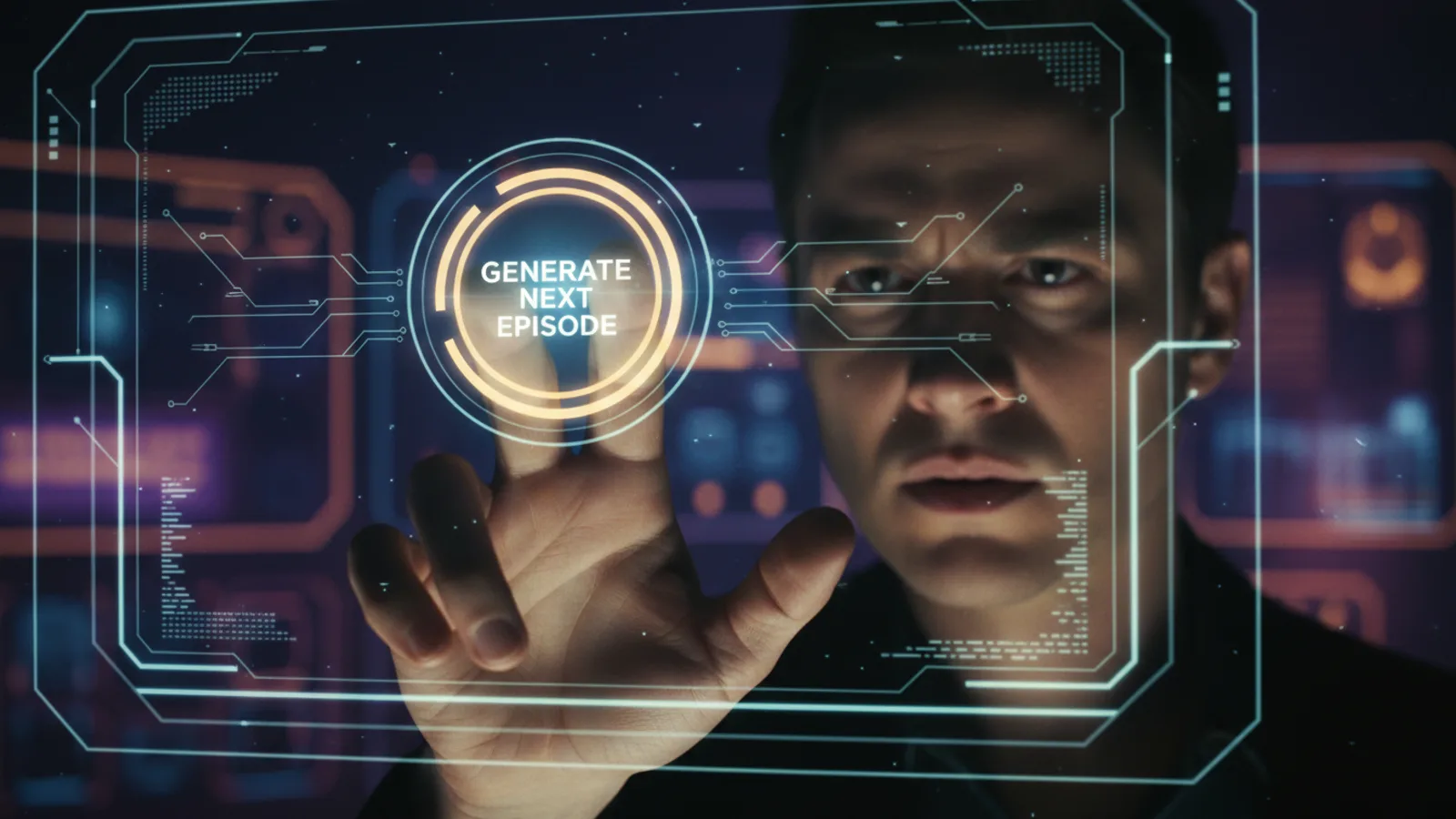 Creator deciding on the next episode hook on an AI filmmaking interface