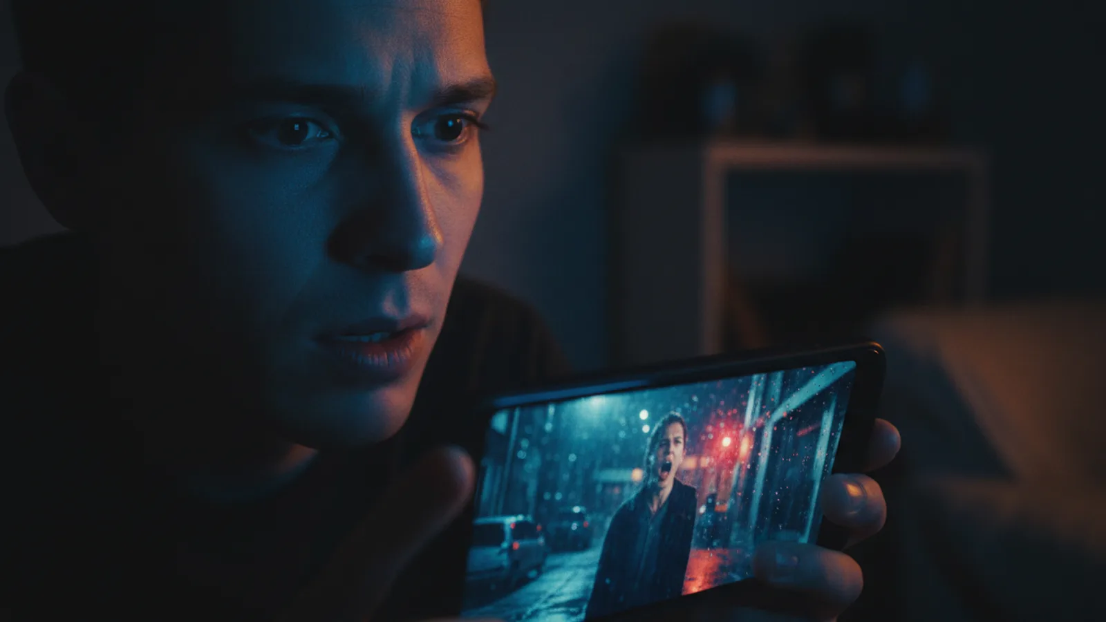 Person immersed in watching a short AI drama on their phone