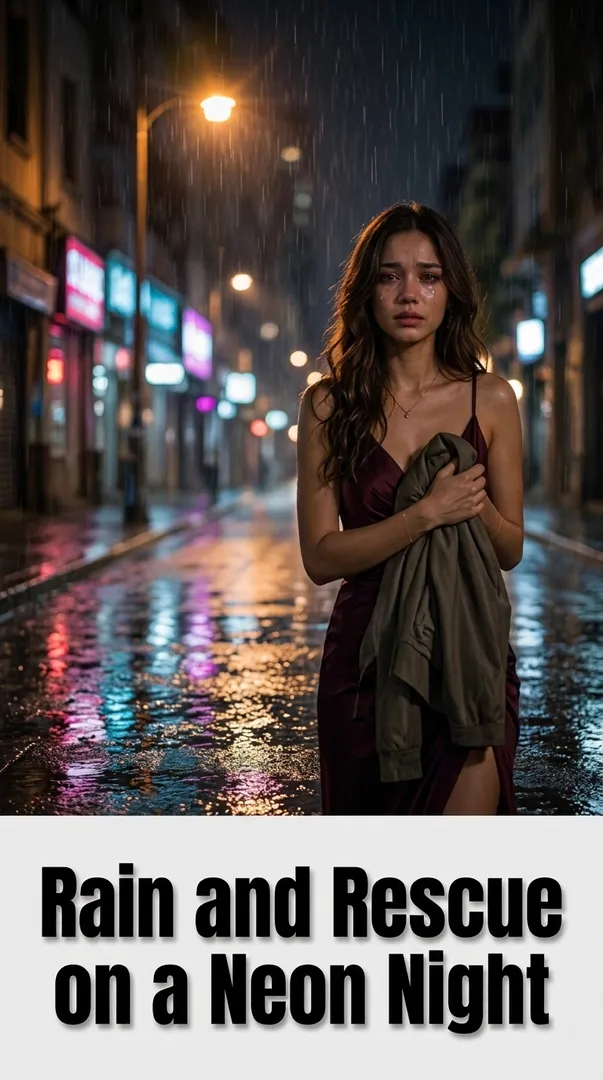 Rain and Rescue on a Neon Night