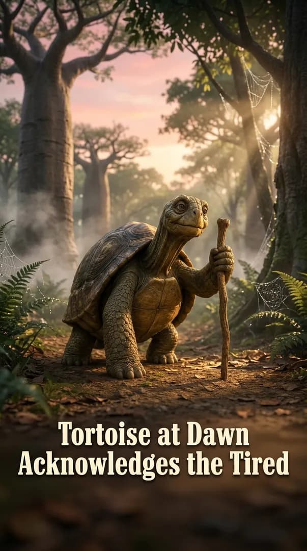 Tortoise at Dawn Acknowledges the Tired