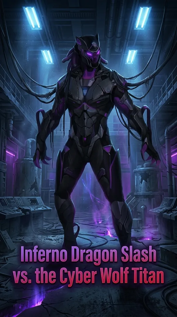 Inferno Dragon Slash vs. the Cyber Wolf Titan
