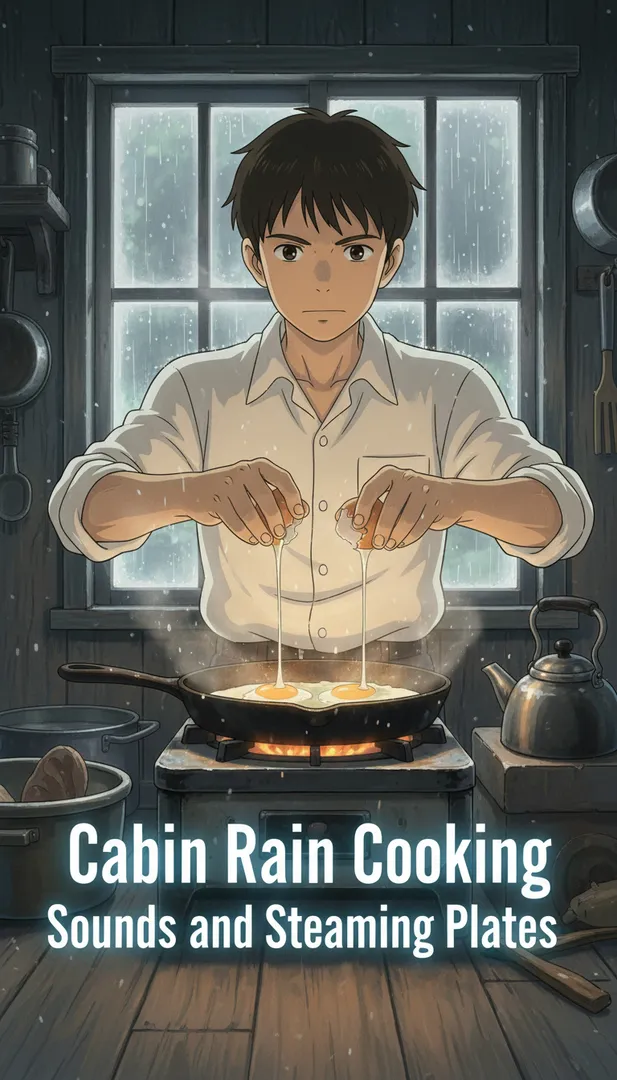 Cabin Rain Cooking Sounds and Steaming Plates