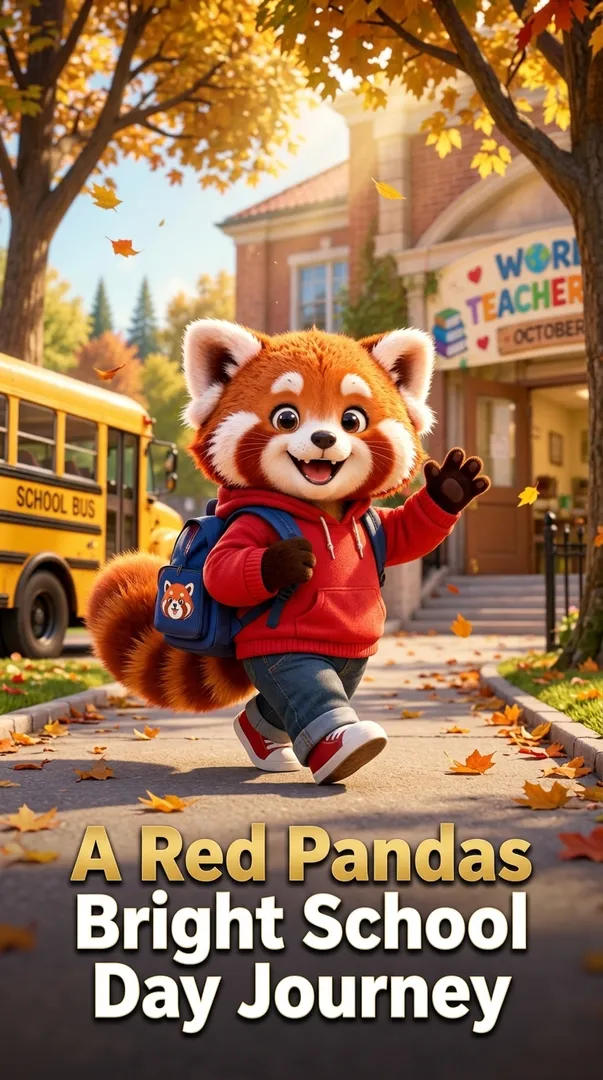 A Red Pandas Bright School Day Journey