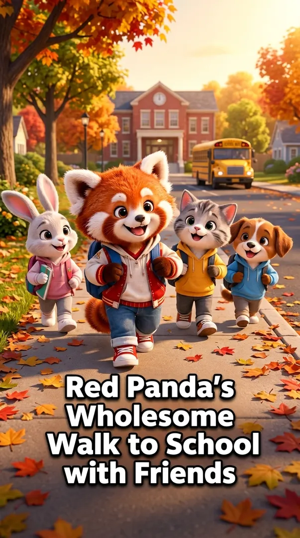 Red Panda's Wholesome Walk to School with Friends