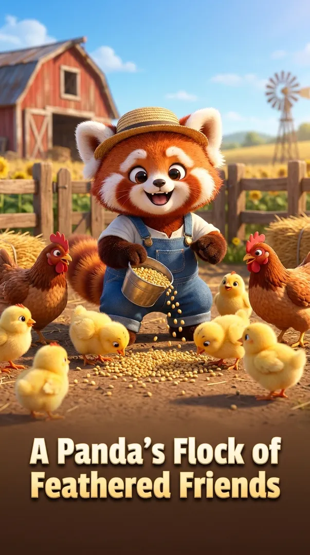 A Panda's Flock of Feathered Friends