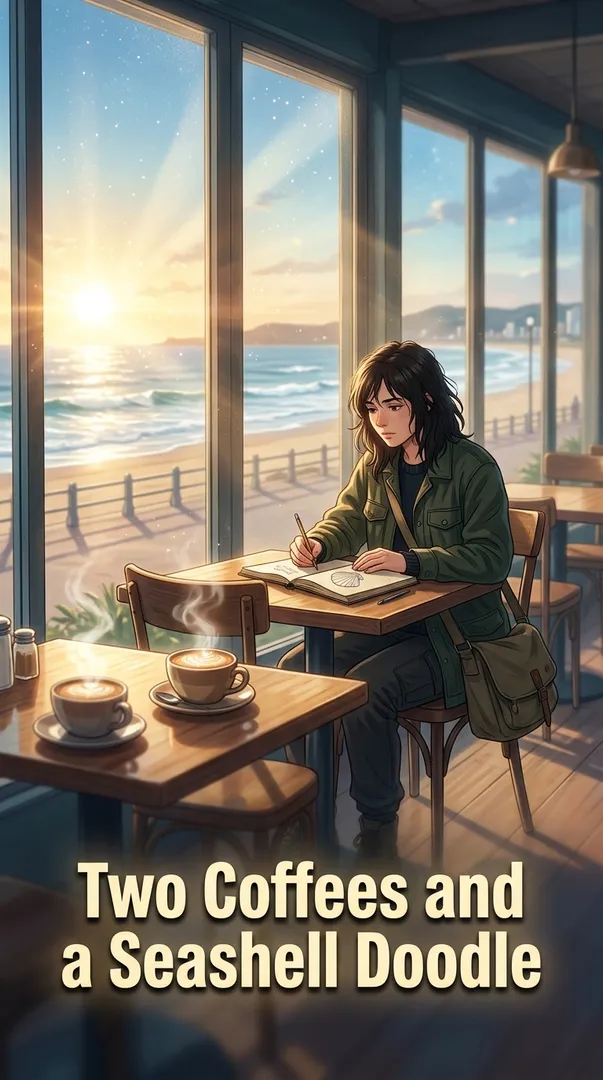 Two Coffees and a Seashell Doodle