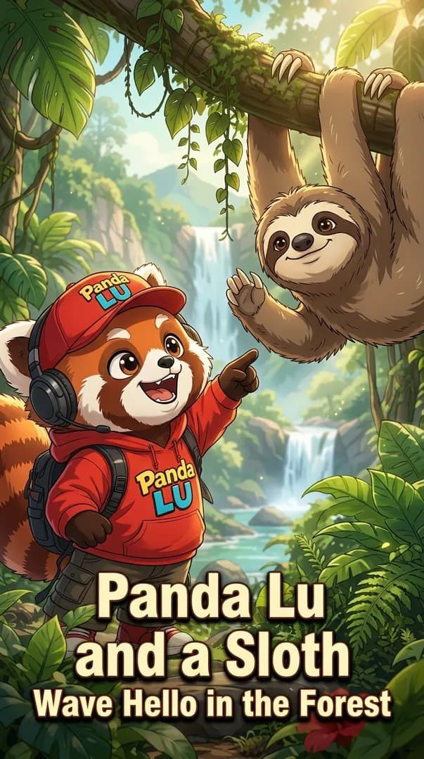 Panda Lu and a Sloth Wave Hello in the Forest