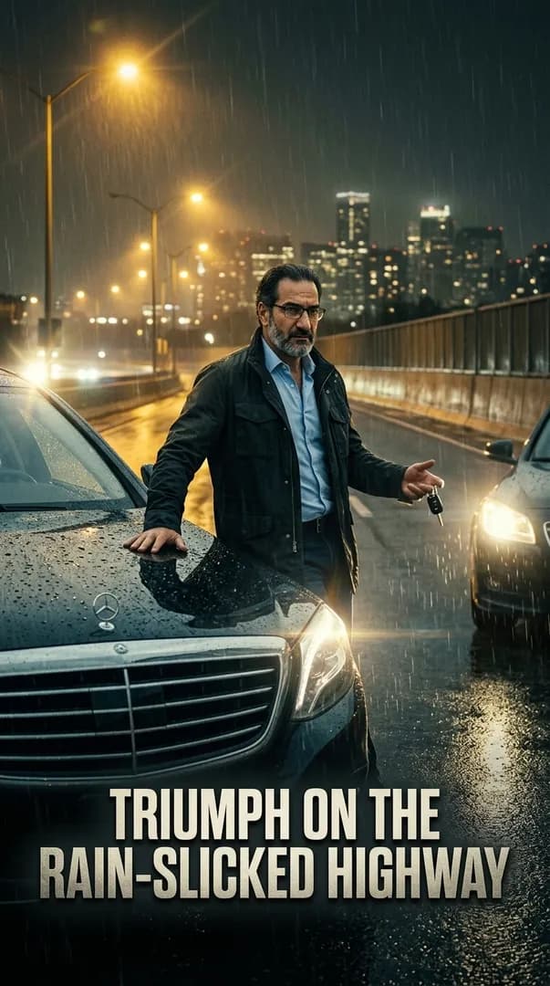 Triumph on the Rain-Slicked Highway