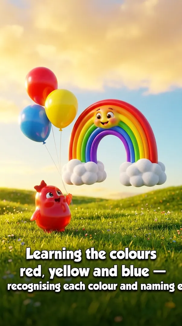 Learning the colours red, yellow and blue — recognising each colour and naming e
