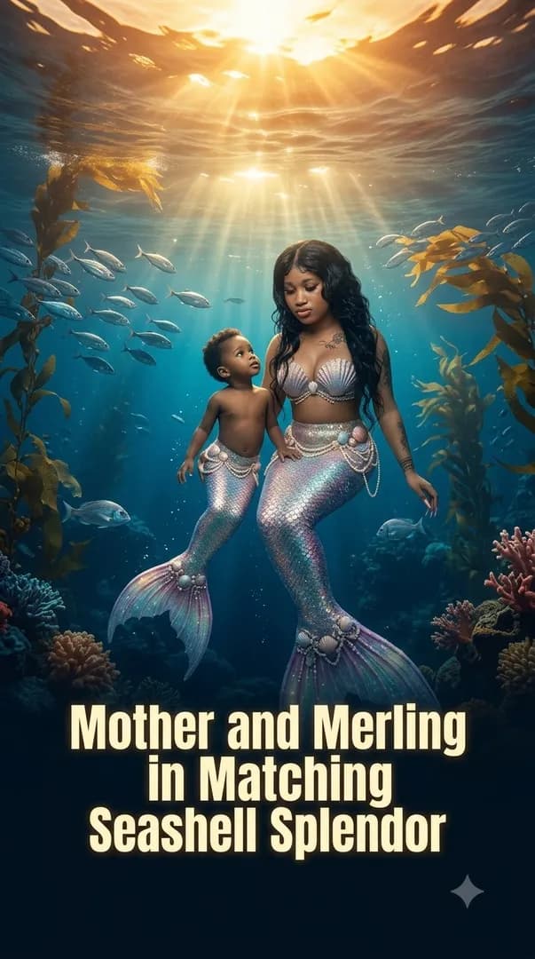 Mother and Merling in Matching Seashell Splendor