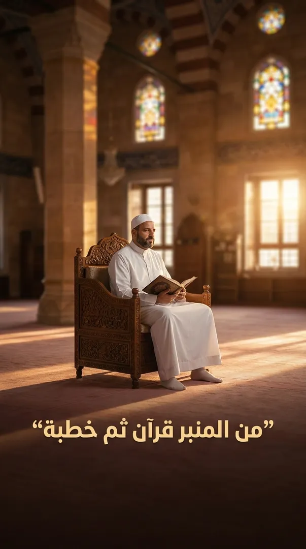 من المنبر قرآن ثم خطبة