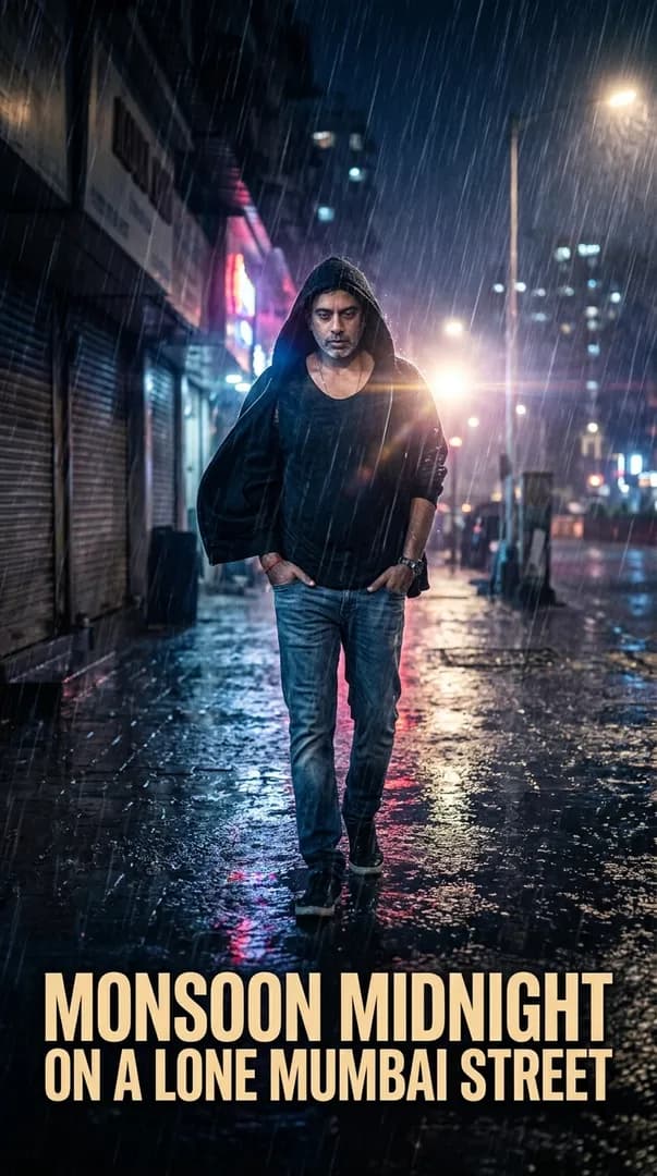 Monsoon Midnight on a Lone Mumbai Street