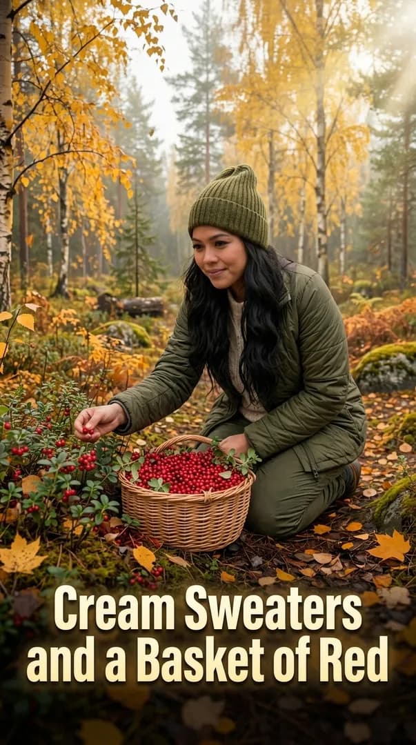 Cream Sweaters and a Basket of Red
