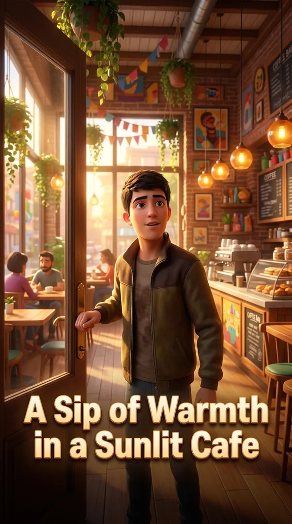 A Sip of Warmth in a Sunlit Cafe