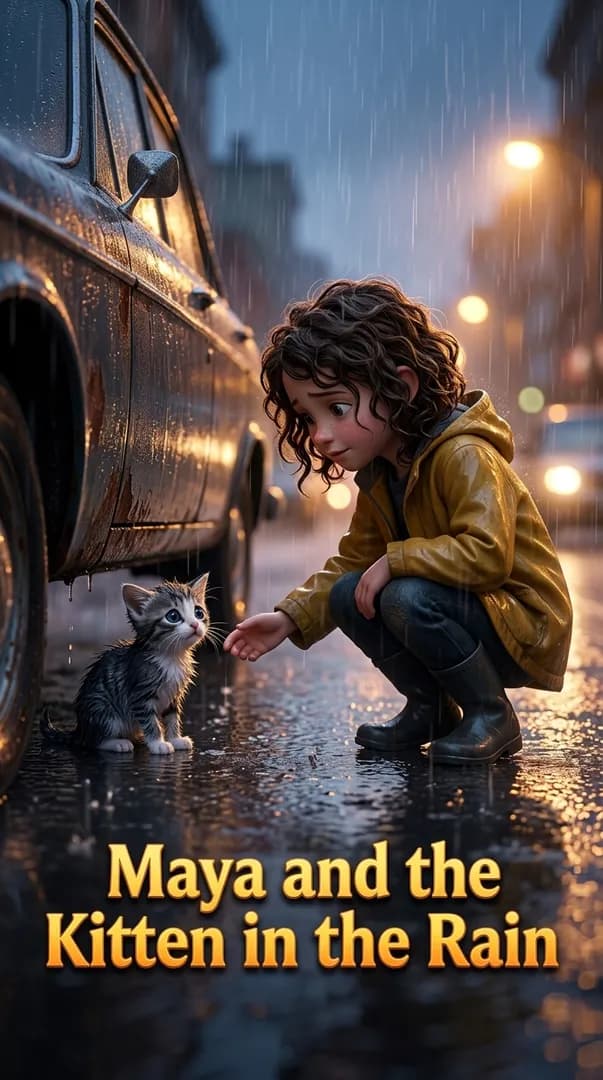 Maya and the Kitten in the Rain