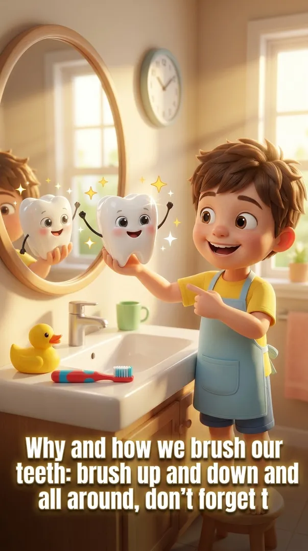Why and how we brush our teeth: brush up and down and all around, don't forget t