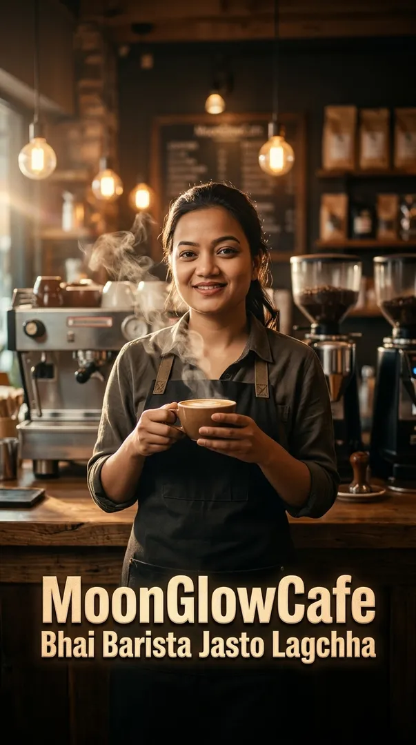 MoonGlowCafe Bhai Barista Jasto Lagchha