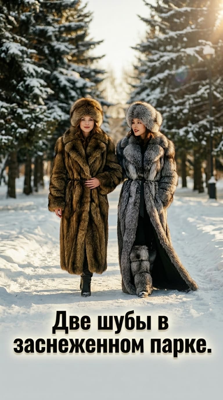 Две шубы в снежном парке