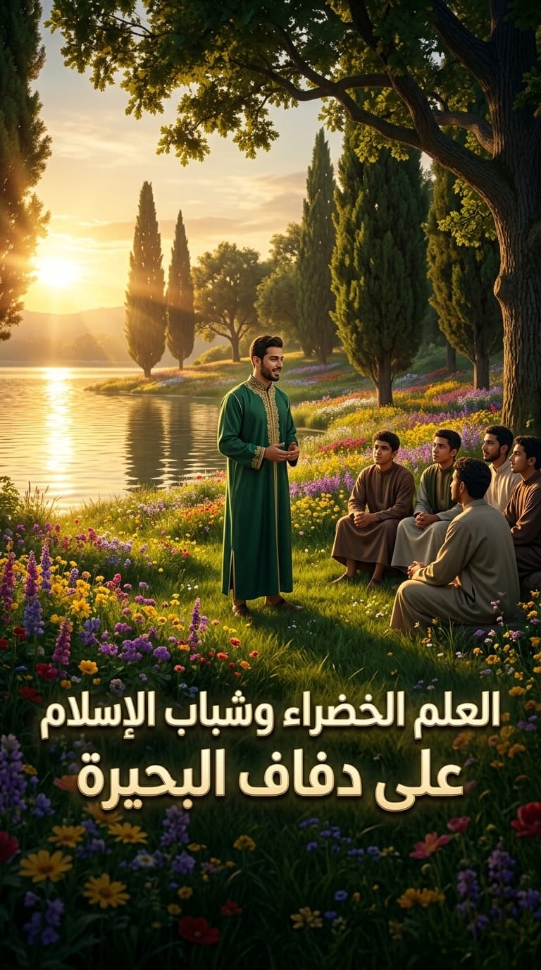العلم الأخضر وشباب الإسلام على ضفاف البحيرة
