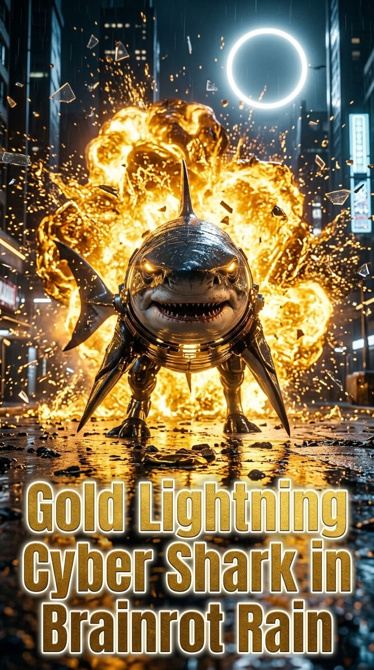 Gold Lightning Cyber Shark in Brainrot Rain