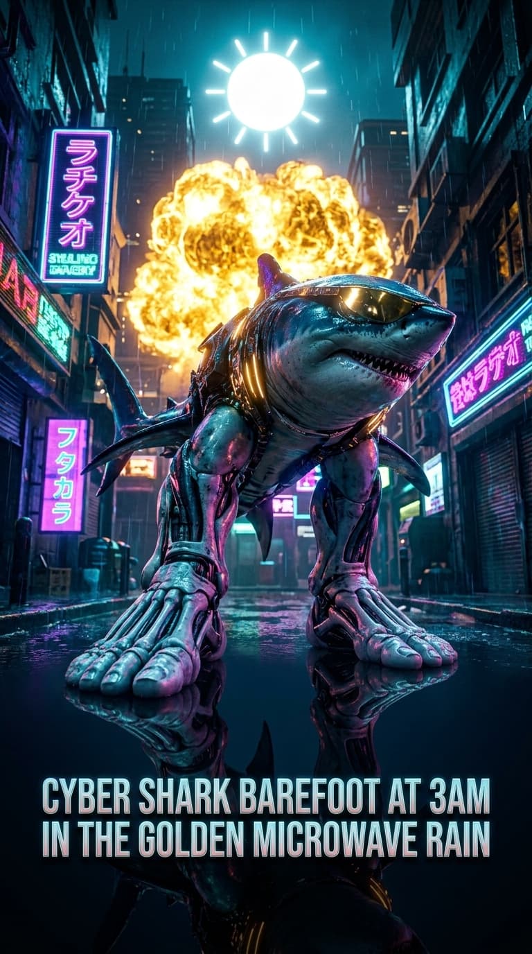 Cyber Shark Barefoot at 3AM in the Golden Microwave Rain