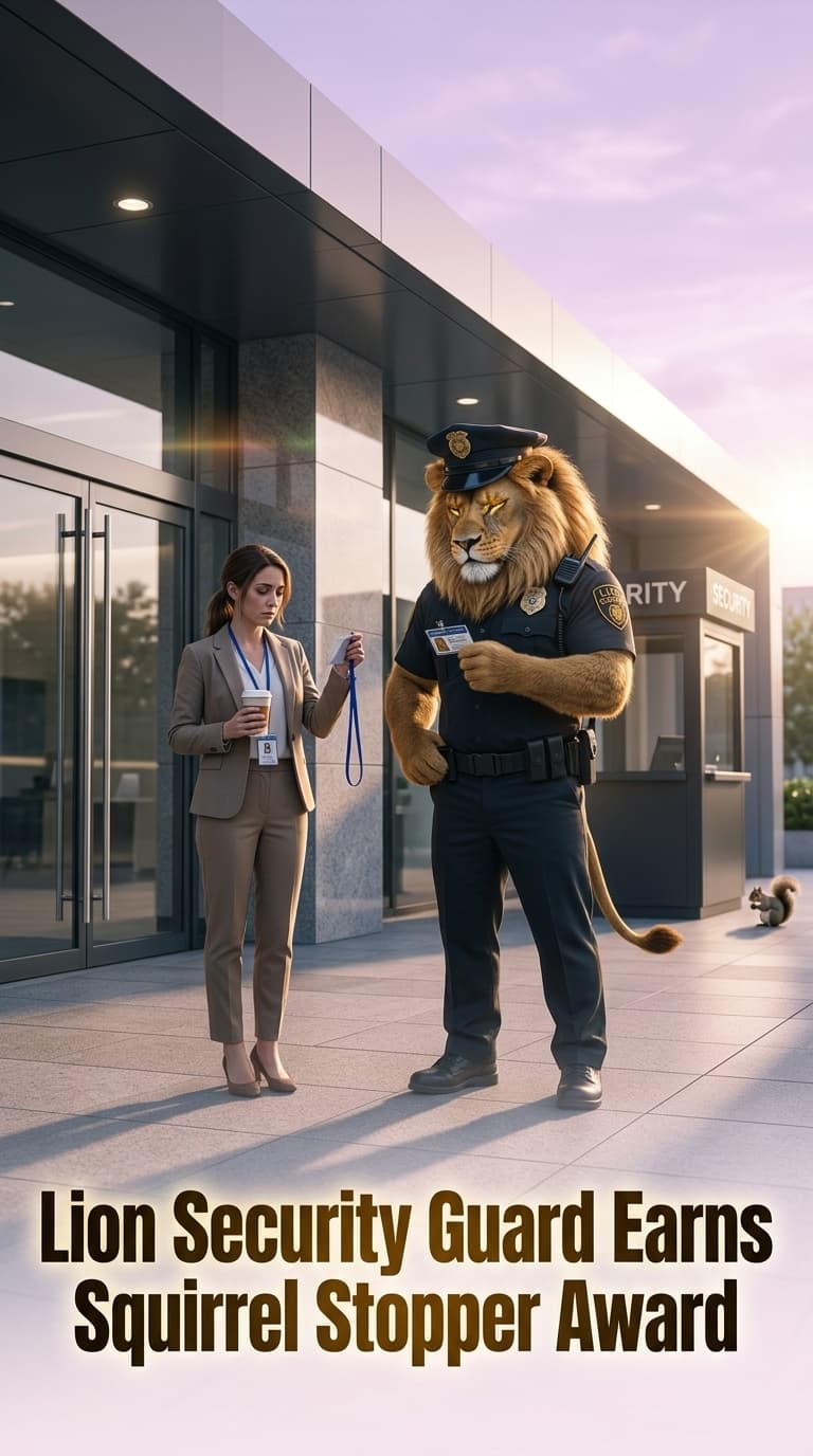 Lion Security Guard Earns Squirrel Stopper Award