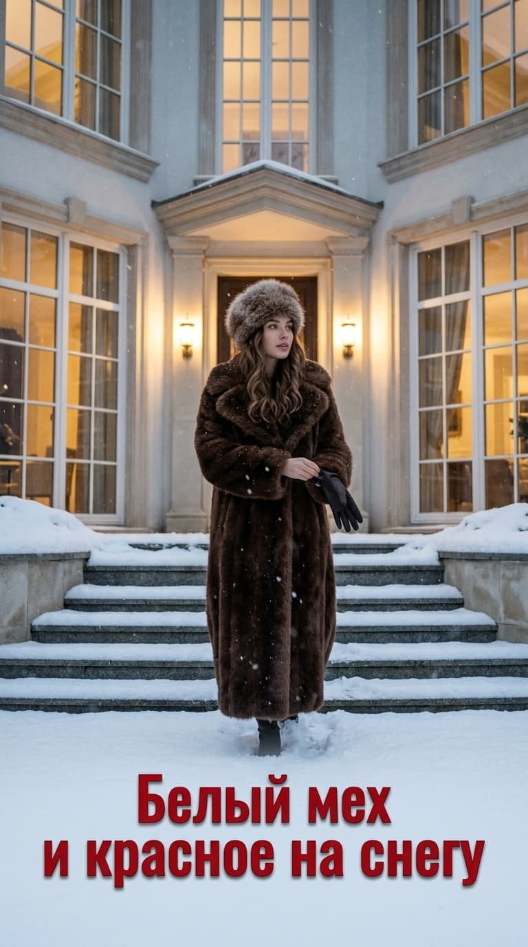 Белый мех и красное на снегу
