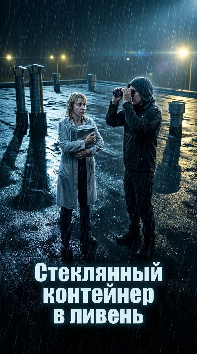 Стеклянный контейнер в ливень