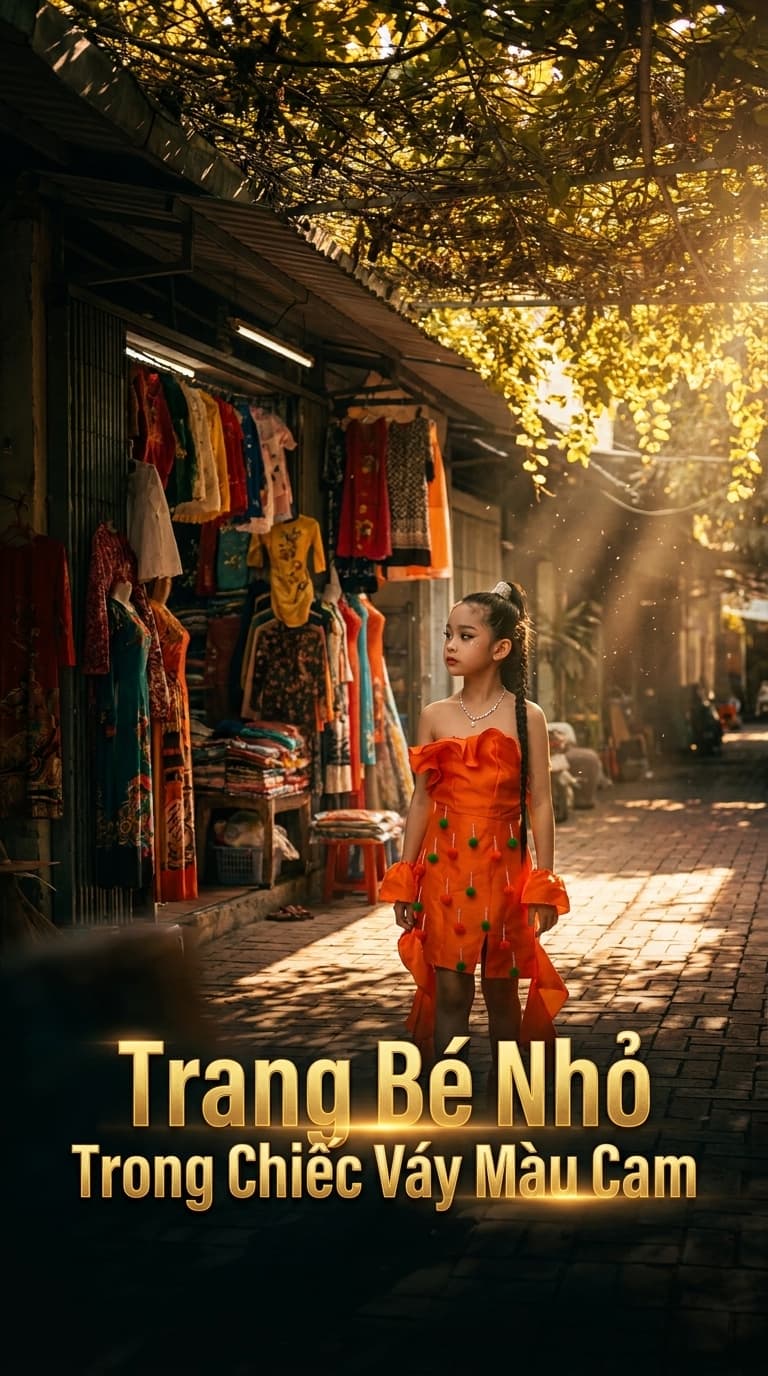 Trang Bé Nhỏ Trong Chiếc Váy Màu Cam