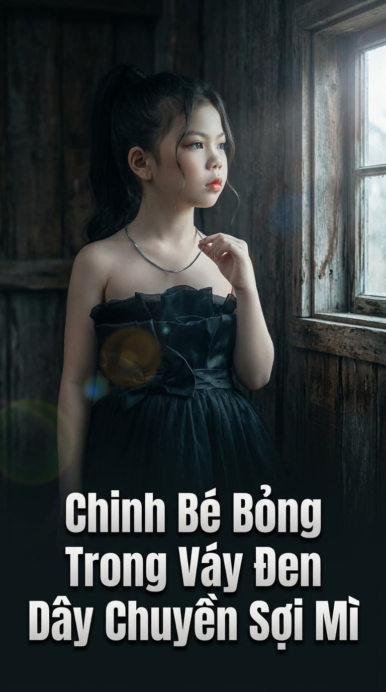 Chinh Bé Bỏng Trong Váy Đen Dây Chuyền Sợi Mì