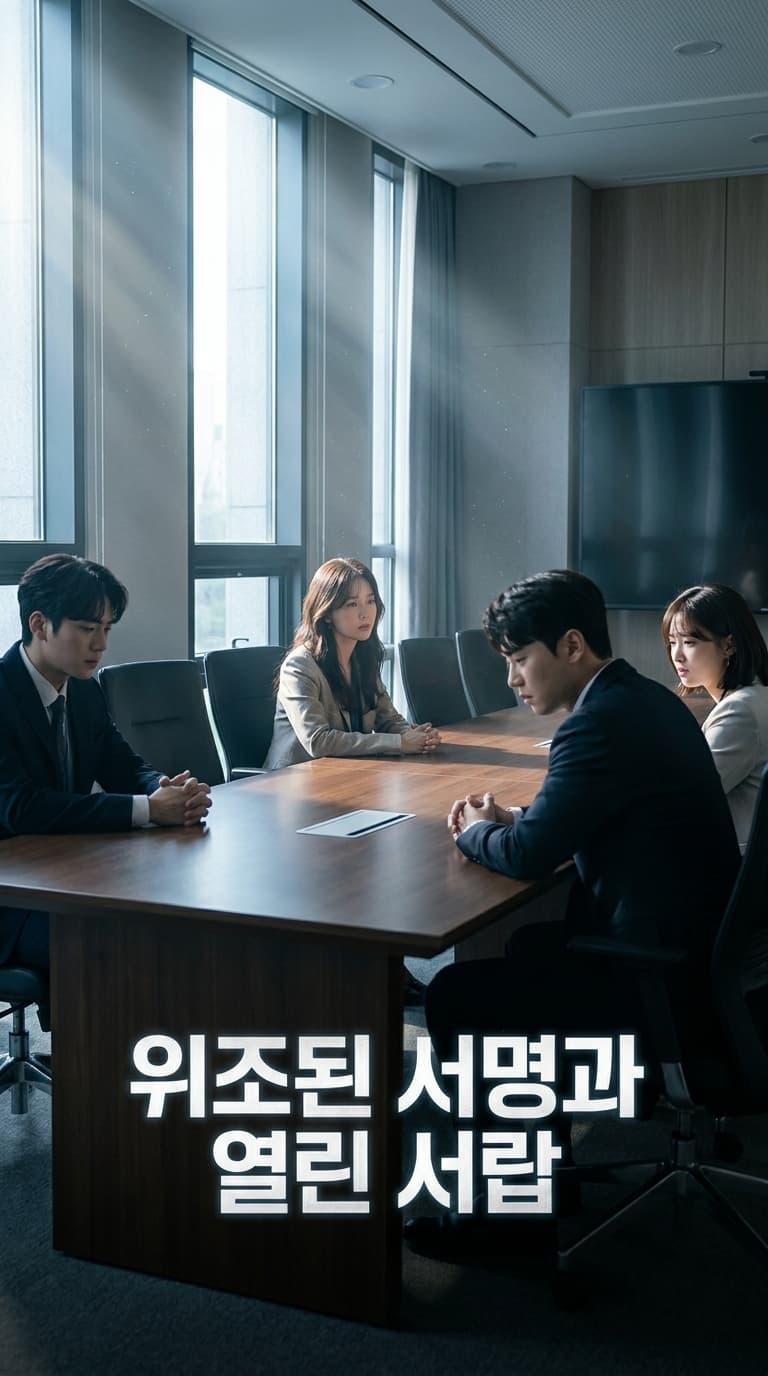 위조된 서명과 열린 서랍
