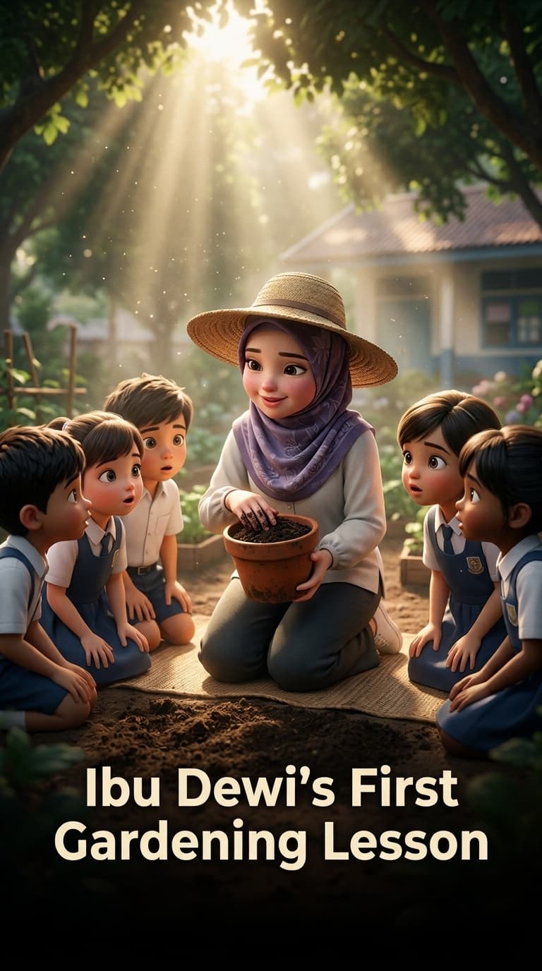 Ibu Dewi's First Gardening Lesson