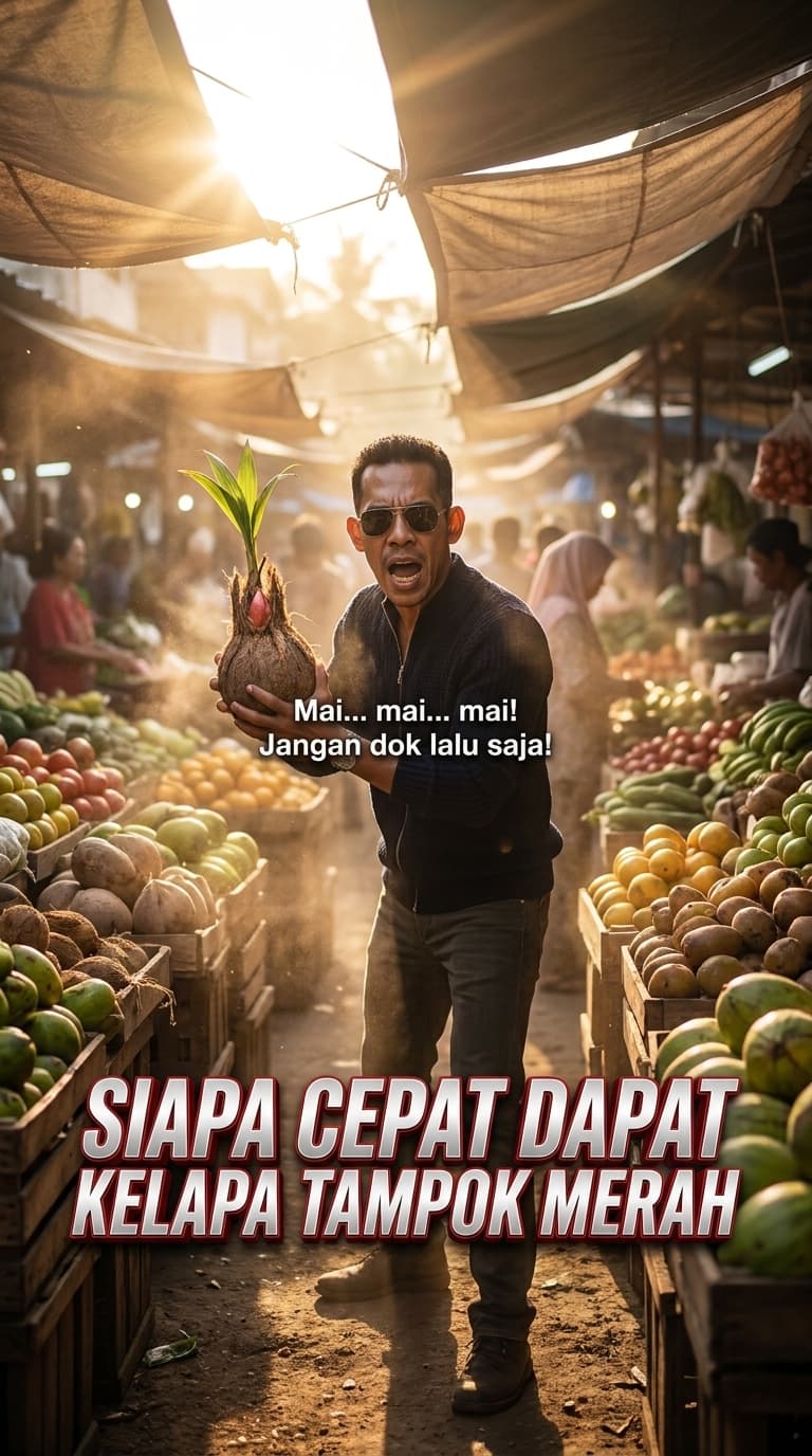 Siapa Cepat Dapat Kelapa Tampok Merah