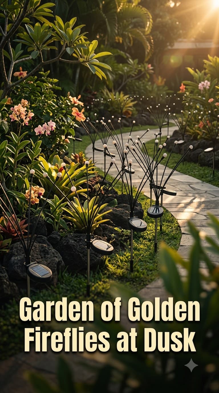 Garden of Golden Fireflies at Dusk