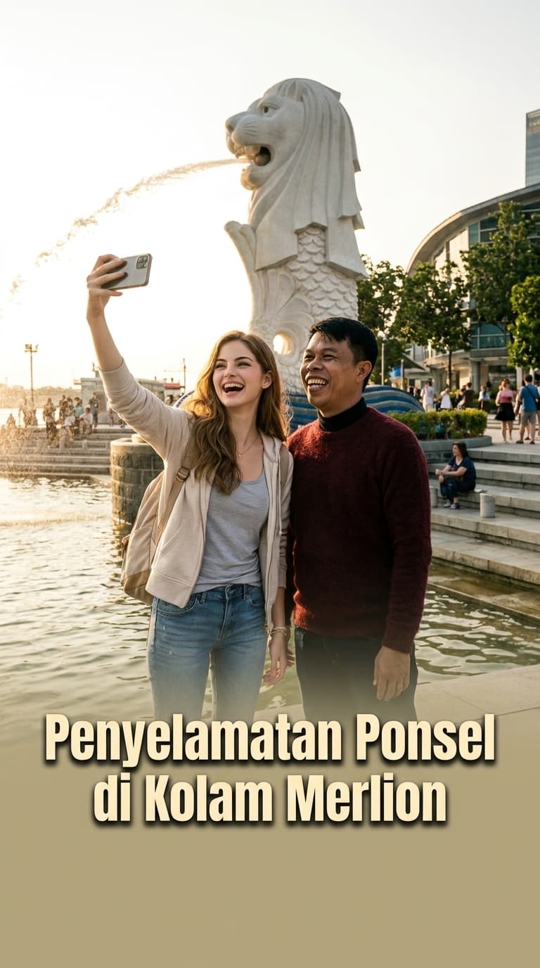 Penyelamatan Ponsel di Kolam Merlion