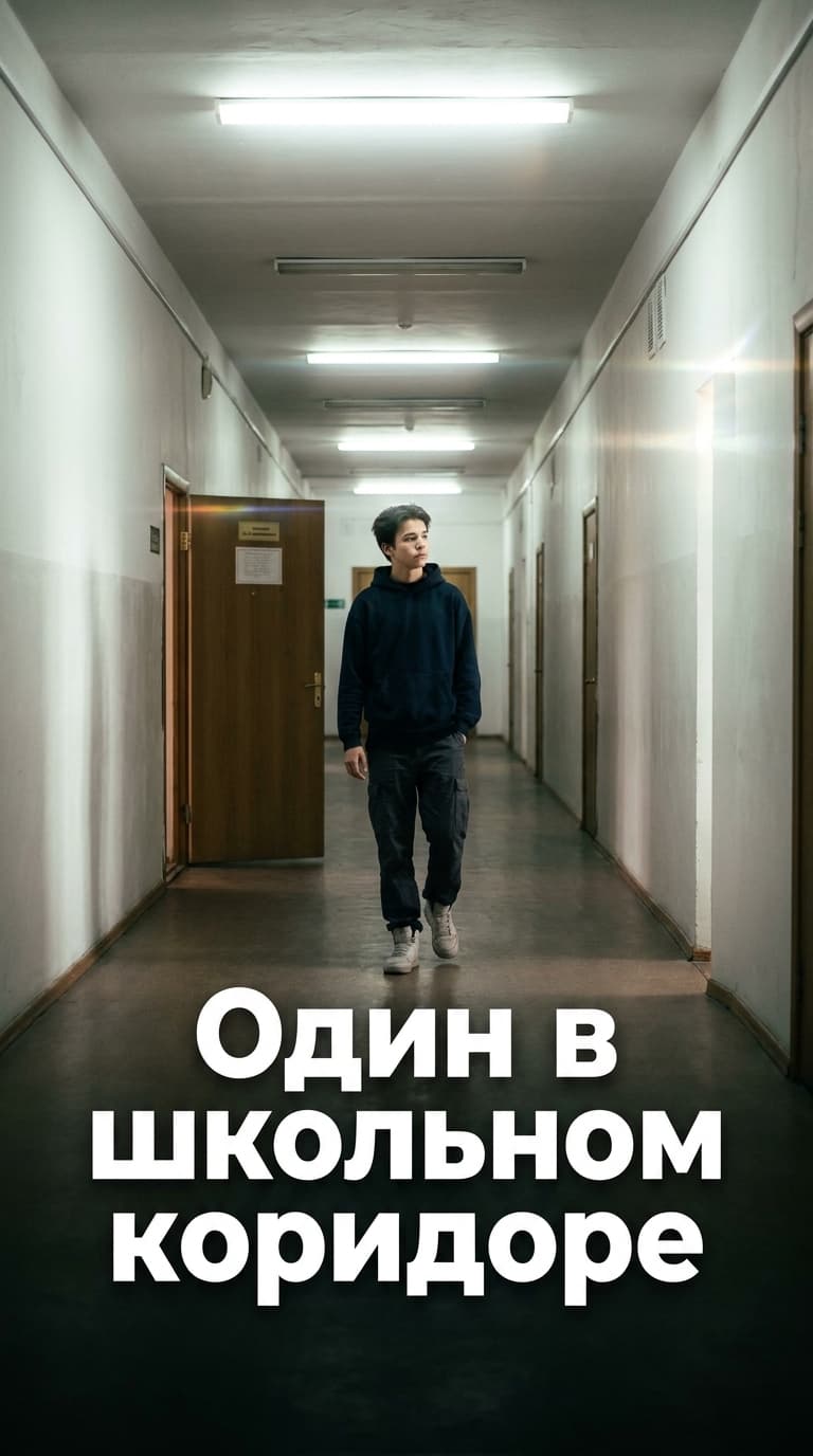 Один в школьном коридоре